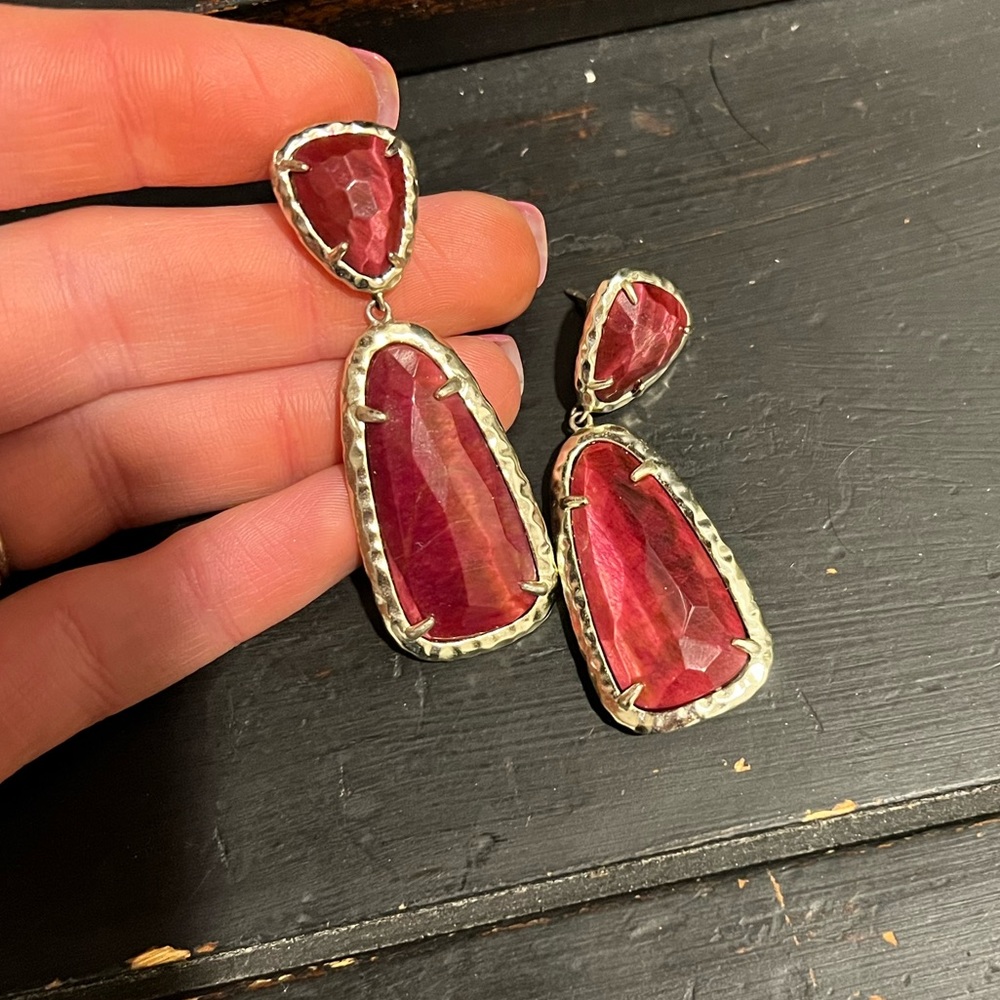 Kendra Scott deep red color bar drop earrings